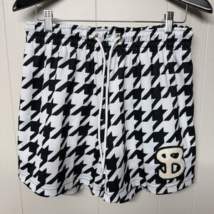 BKTSQD Shorts Houndstooth Pattern Casual Active Basketball USA Made Men L EUC